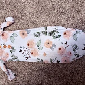 Caden Lane Floral Baby Gown - Pink and Green